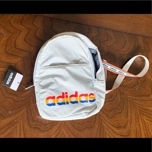 Never used Adidas white and rainbow small backpack